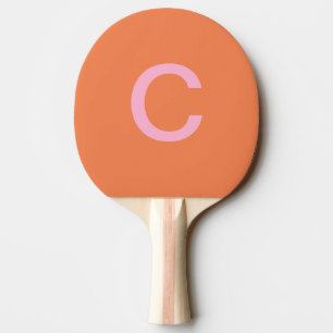 Orange Pink Monogram Initial Modern Custom Colour  Ping Pong Paddle