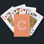Orange Pink Monogram Initial Modern Custom Colour  Playing Cards<br><div class="desc">Designed with custom monogram initial text template in pink orange colours! You can change the colours and initials as you want! Makes a great gift or party favour for birthdays,  weddings,  bridal showers,  bachelorette party and more!</div>