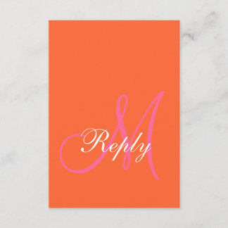 Orange Pink Monogram Wedding RSVP Cards