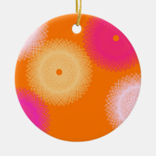 orange & pink pop colour ceramic tree decoration
