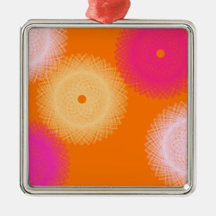 orange & pink pop colour metal tree decoration