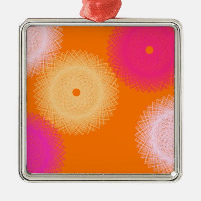 orange & pink pop colour metal tree decoration (Front)