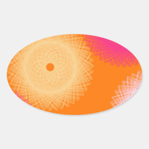 orange & pink pop colour oval sticker