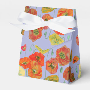 Orange Pink Poppy Floral Birthday Cake Favor Box