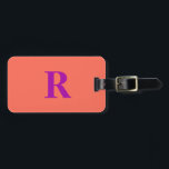 Orange Pink Purple Colourful Monogram Initial Gift Luggage Tag<br><div class="desc">Monogrammed initial and also personal details like name,  address,  phone number and email all of which you can edit. Designed with attractive solid orange colour background,  you can change the colour if you wish. Cool travel gift idea for him or her.</div>