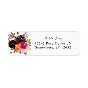Orange, Pink, Purple Fall Floral 2 Return Address