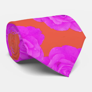 Orange Pink Purple Floral Rose Modern Gift Favor Tie