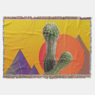 Orange, Pink, Purple  Summer Cactus  Throw Blanket