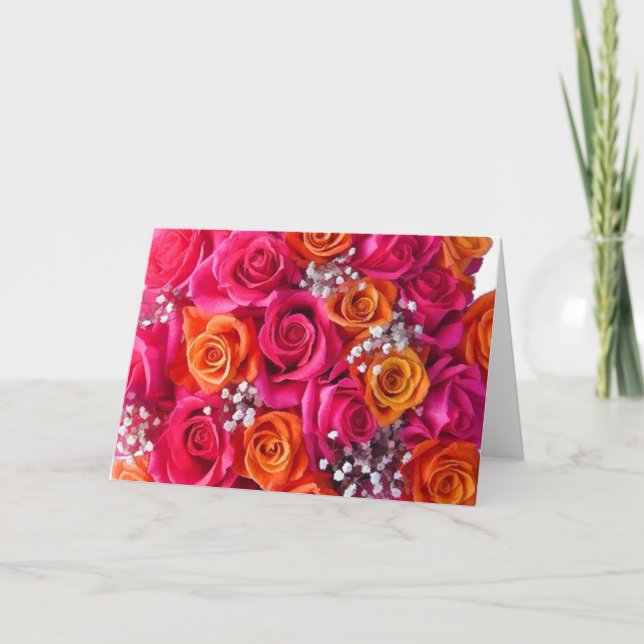 Orange & Pink Rose Note Cards (Front)