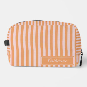 Orange & Pink Stripes Abstract Retro Pretty Dopp Kit