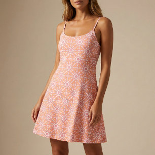 Orange & Pink Stylish Mosaic Geometric Pattern Fabric