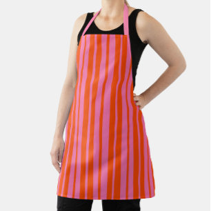 Orange Pink Stylish Stripes Pattern Design  Apron