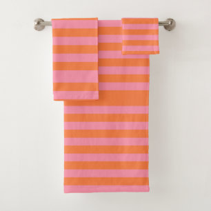 Orange Pink Summer Mood Lines Towel Set