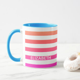 Orange & Pink Sunset Gradient Stripes Mug