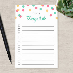 Orange Pink Teal Confetti Things To Do List Post-it Notes