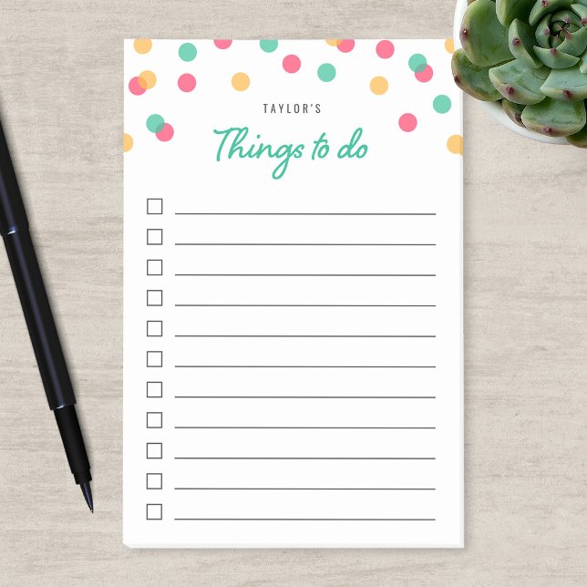 Orange Pink Teal Confetti Things To Do List Post-it Notes (Creator Uploaded)
