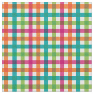 Orange, Pink & Teal Summer Rainbow Plaid/ Tartan Fabric