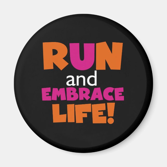 Orange Pink Text Fitness Running Runner Marathon Magnet (Front)