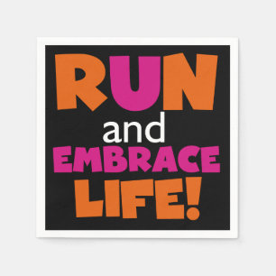 Orange Pink Text Fitness Running Runner Marathon Napkin
