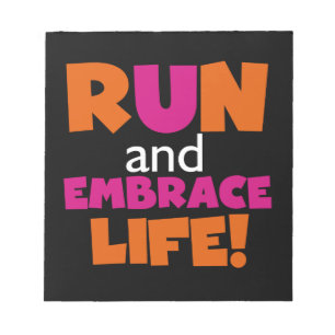 Orange Pink Text Fitness Running Runner Marathon Notepad