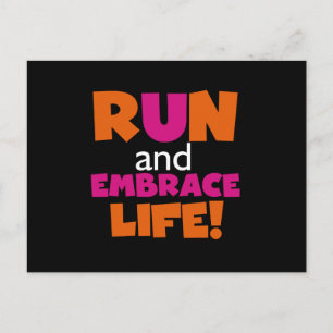 Orange Pink Text Fitness Running Runner Marathon Postcard