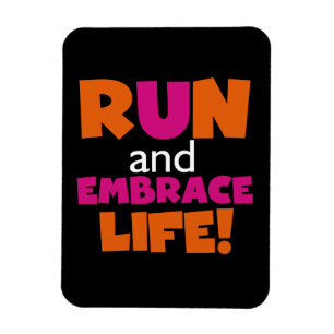 Orange Pink Text Run Runner Marathon Magnet