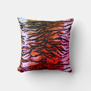 Orange & Pink Tiger Print Throw Pillow