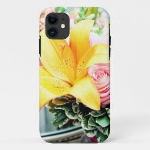 orange pink wedding flowers star lily rose iPhone 11 case