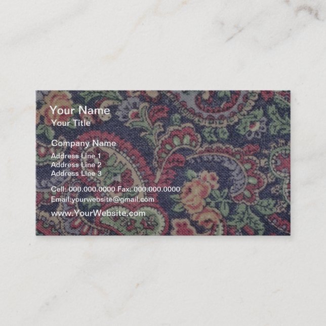 Orange Pink, white and green flowers with paisley Business Card (Front)