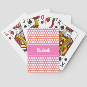 Orange Pink White Custom Personalized Monogrammed Playing Cards