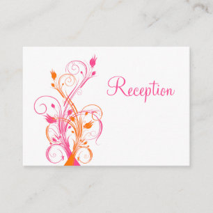 Orange Pink White Floral Reception Enclosure Card