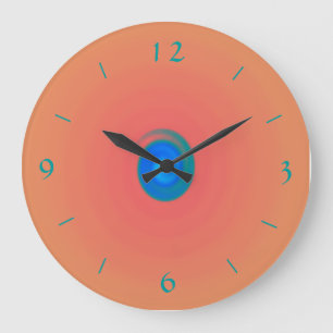 Orange/pink with Aqua/Blue Centre >Wall Clock