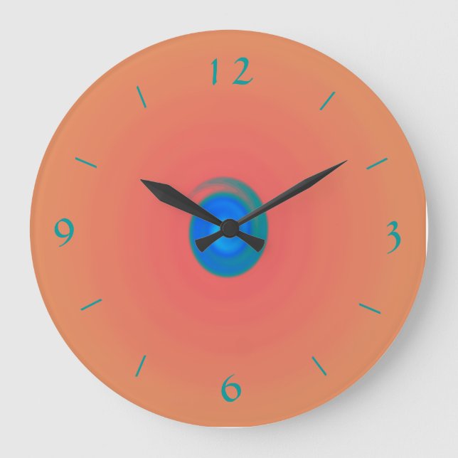 Orange/pink with Aqua/Blue Centre >Wall Clock (Front)