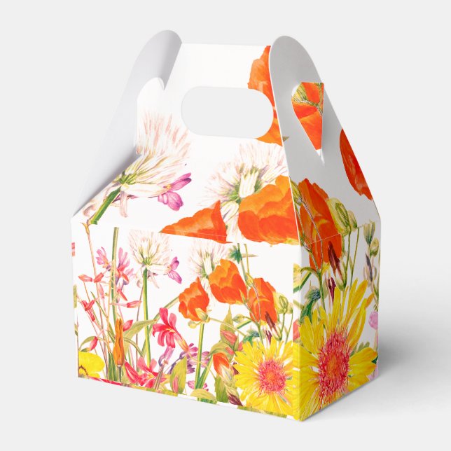Orange, Pink & Yellow Florals Favour Box (Front Side)