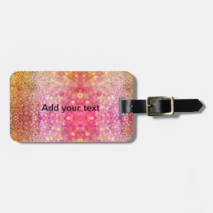 Orange pink yellow glitter add name sparkle text luggage tag