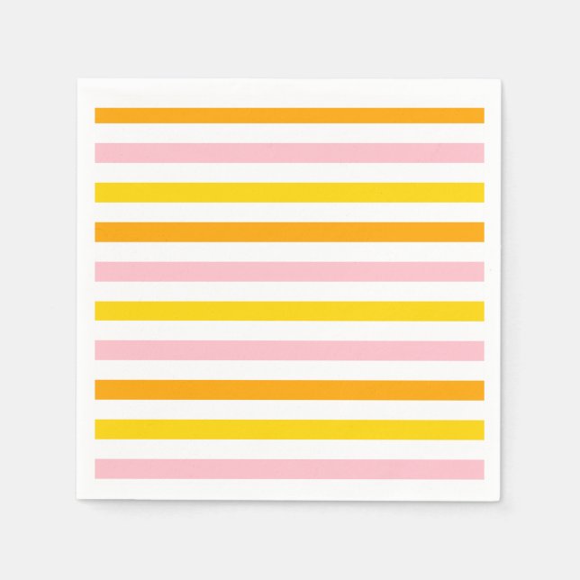 Orange, Pink & Yellow Striped Napkin (Front)