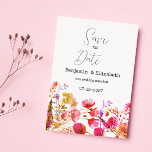 Orange pink  yellow wildflower Save the Date  Invitation