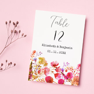 Orange pink yellow wildflower Table Numbers