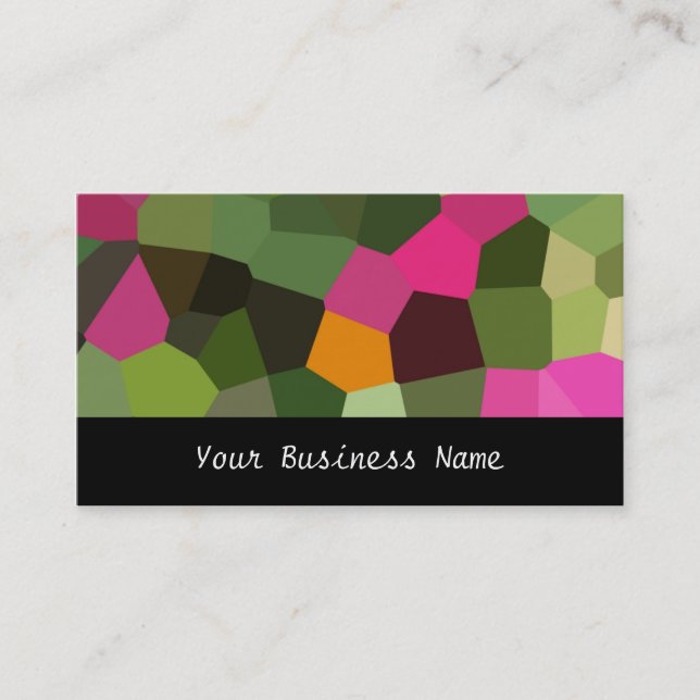 Orange, Pinks, Green, Black Abstract Business Card (Front)