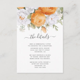 Orange Piper White Ranunculus Florals Enclosure Card