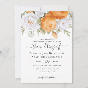 Orange Piper White Ranunculus Florals Invitation