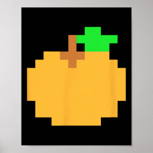 Orange Pixel 8-bit Arcade Video Game Matching Cost Poster
