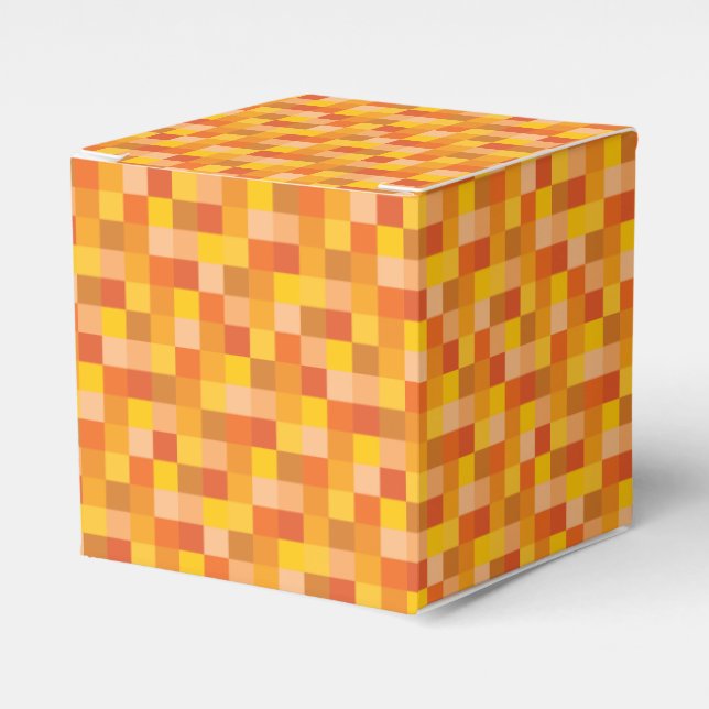 Orange Pixels Pattern Favour Box (Front Side)