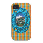 Orange Plaid and Teal Frame