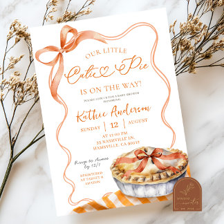 Orange Plaid Cutie Pie Baby Shower Invitation