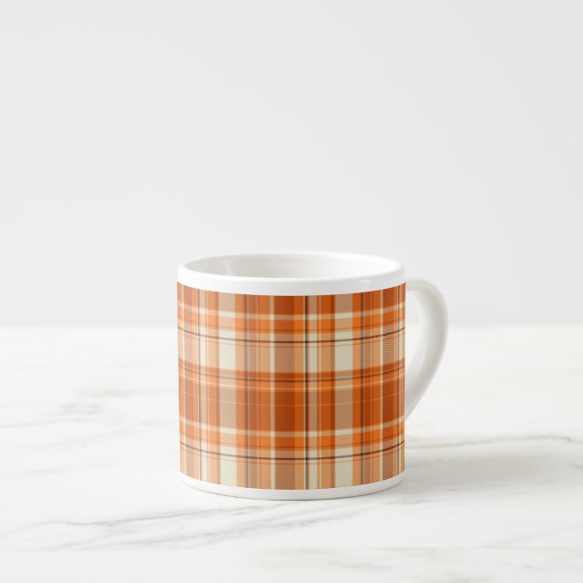 Orange plaid espresso cup (Front Right)