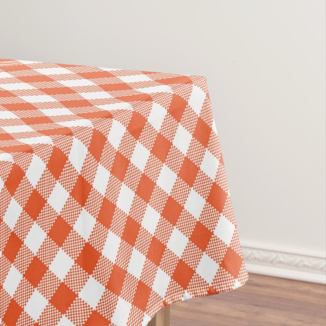 Orange Plaid Fall Pattern Tablecloth (In Situ)