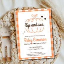 Orange Plaid Fall Pumpkin Sip And See Meet Greet