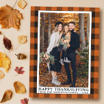 Orange Plaid Family Photo Happy Thanksgiving Postcard<br><div class="desc">Orange Buffalo Plaid Family Photo Happy Thanksgiving Holiday Postcard</div>