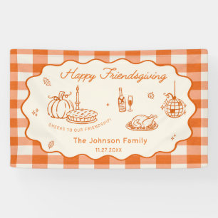 Orange Plaid Friendsgiving Dinner Banner